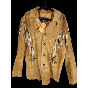 NOS Cocobee USA Mens Western "Yellowstone" Suede Fringe Coat ASOTV Camel XXL